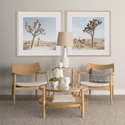 Alternative view of Weslyn Solid Light Brown Wood and Glass Top w/ Cane Side Table