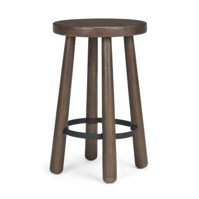 Weldon Dark Brown Wood w/ Matte Black Metal Counter Stool