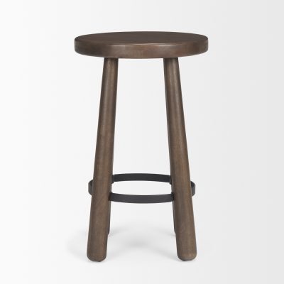 Alternative view of Weldon Dark Brown Wood w/ Matte Black Metal Counter Stool