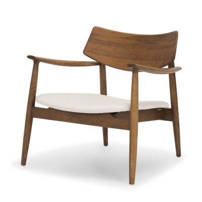 Haggen Medium Brown Oak Wood w/ Cream Fabric Accent Chair