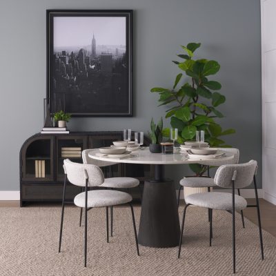 Alternative view of Casey Matte Black Metal w/ Gray Fabric Dining Chair