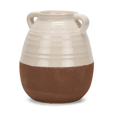 Tryna Large Beige w/ Matte Brown Ceramic Vase