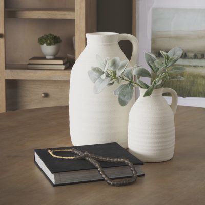 Alternative view of Tyrus Medium Textured Matte White w/ Speckling Ceramic Vase
