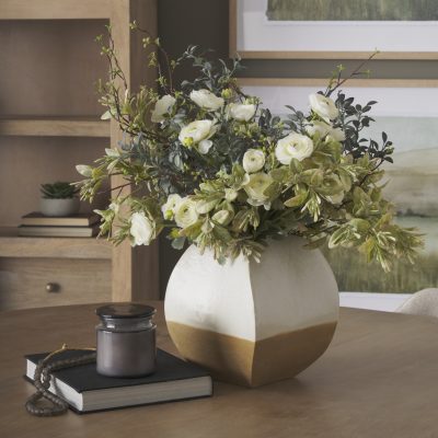 Alternative view of Vania Short Off White w/ Tan Textured Ceramic Vase