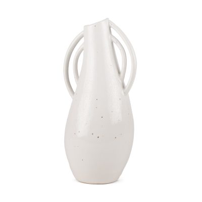 Urvi Tall Off White Speckled Asymmetrical Ceramic Vase