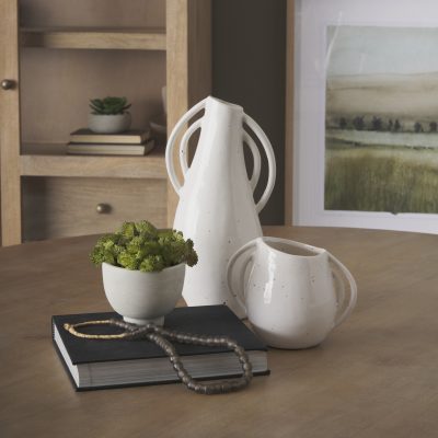 Alternative view of Urvi Short Off White Speckled Asymmetrical Ceramic Vase