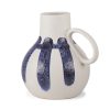 Truett White w/ Blue Stripes Ceramic Jug Vase 2 0090402 70976 A