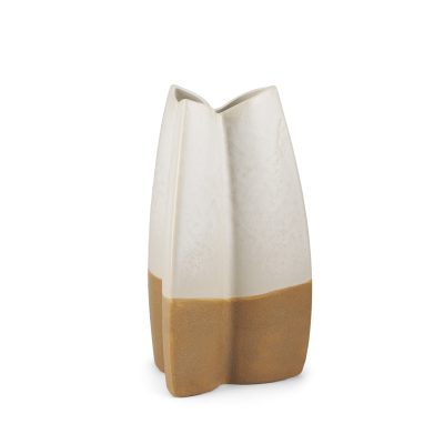 Vania Small Off White w/ Tan Textured Ceramic Vase
