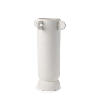 Dylan Tall Textured Off White w/ Handles Ceramic Vase