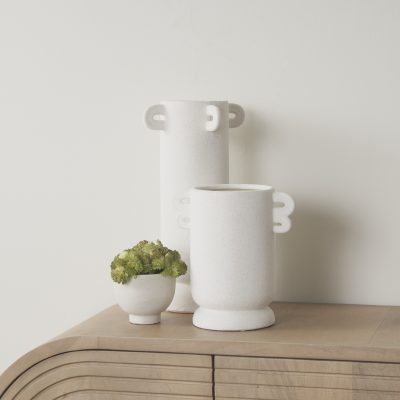 Alternative view of Dylan Small Textured Off White w/ Handles Ceramic Vase