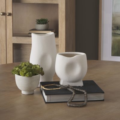 Alternative view of Darian Small Textured Matte White Ceramic Vase