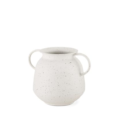 Treva Small White w/ Black Speckles Metal Vase