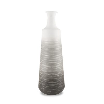 Toru Tall White w/ Grey Ombre Metal Vase