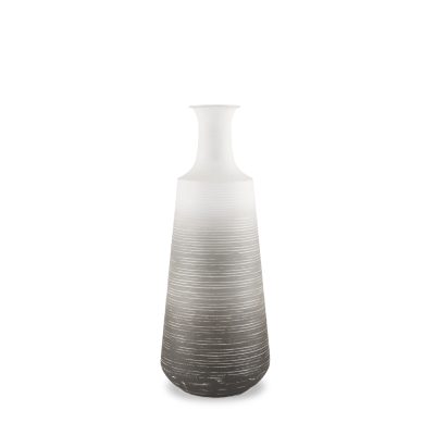 Toru Medium White w/ Grey Ombre Metal Vase