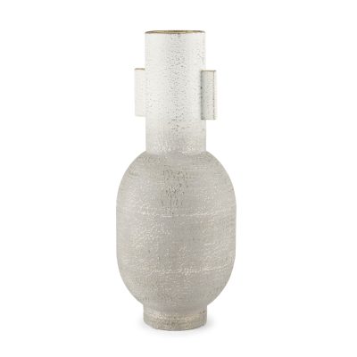 Torres Tall Textured Off White w/ Gold Metal Vase