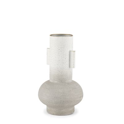 Torres Small Textured Off White w/ Gold Metal Vase