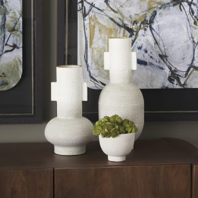Alternative view of Torres Small Textured Off White w/ Gold Metal Vase