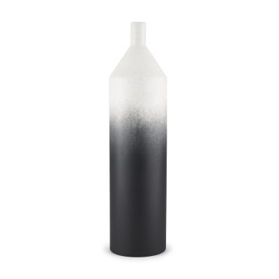 Townley Tall White w/ Black Ombre Metal Vase