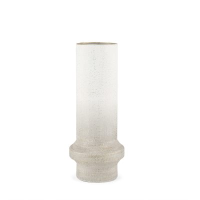 Tovah Medium Textured White w/ Gold Metal Vase