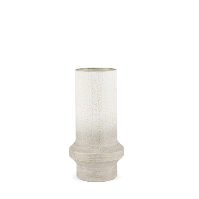Tovah Small Textured White w/ Gold Metal Vase