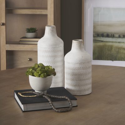 Alternative view of Tisha Large White W/ Terracotta Distressing Metal Vase