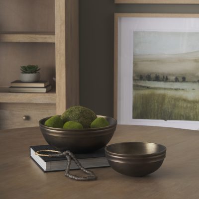 Alternative view of Tomiko Decorative Brass Finished Cast Aluminum Round Bowls