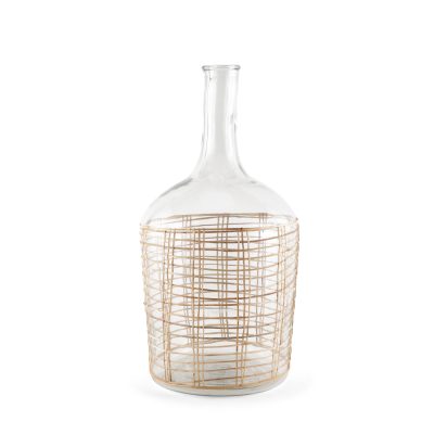 Troian Large Rattan Wrapped Glass Bottle