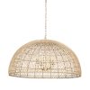 Thad 4-Light Natural Woven Rattan Dome Chandelier