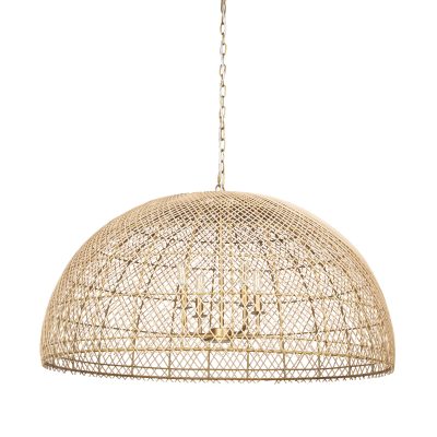 Thad 4-Light Natural Woven Rattan Dome Chandelier