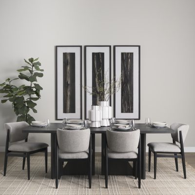 Alternative view of Tarro 84" Rectangular Textured Black Wood w/ Geometrical Base Dining Table