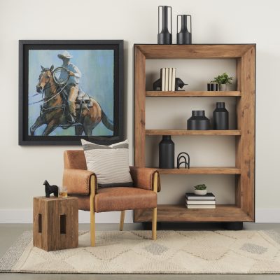 Alternative view of Tabor Natural Wood w/ Black Oak Frame Bookcase