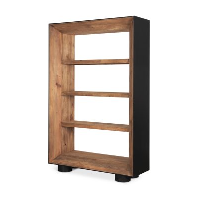 Tabor Natural Wood w/ Black Oak Frame Bookcase