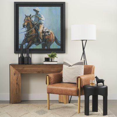 Alternative view of Tabor Natural Wood w/ Black Oak Waterfall Console Table