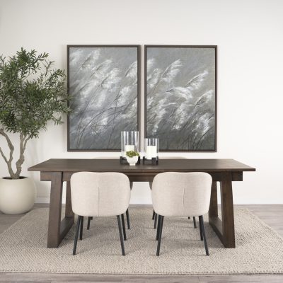 Alternative view of Takota Dark Brown Rectangular Oak Wood w/ Birch Wood Legs Extendable Dining Table