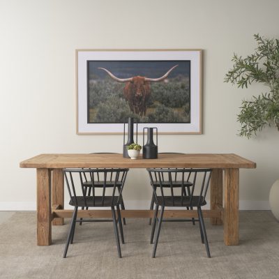 Alternative view of Stetson 84" Rectangular Natural Brown Wood Dining Table