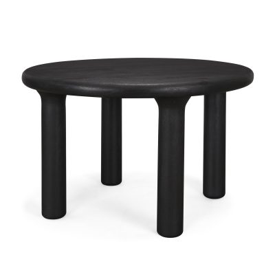 Soma Textured Black Mango Wood Round Dining Table