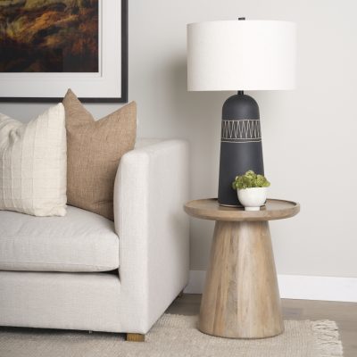 Alternative view of Takoda Light Brown Wood Tapered Drum Accent Table