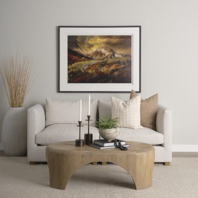 Alternative view of Shima Oval Light Brown Wood w/ Arched Legs Coffee Table