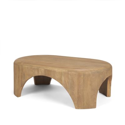 Shima Oval Light Brown Wood w/ Arched Legs Coffee Table