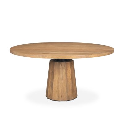 Swanson 60" Light Brown Wood Round Pedestal Dining Table
