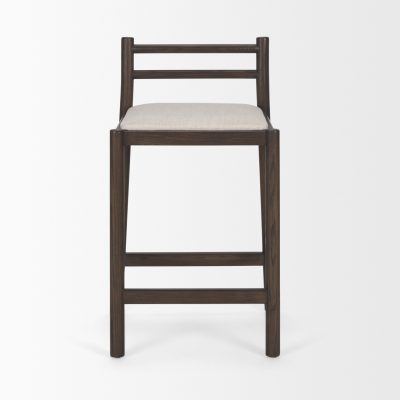 Alternative view of Sam Dark Brown Wood w/ Cream Fabric Counter Stool