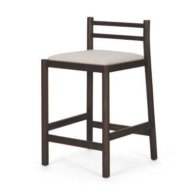 Sam Dark Brown Wood w/ Cream Fabric Counter Stool