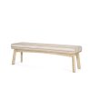 Taimo White Washed Light Brown Wood w/ Striped Fabric Seat Bench 2 0089654 70846 A