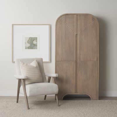 Alternative view of Sorina Reverse Fluted Light Brown Wood Curio Cabinet