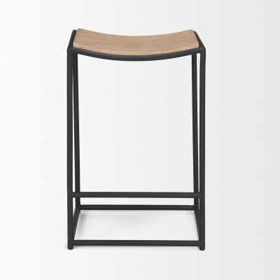 Alternative view of Taniel Light Brown Wood w/ Black Metal Counter Stool