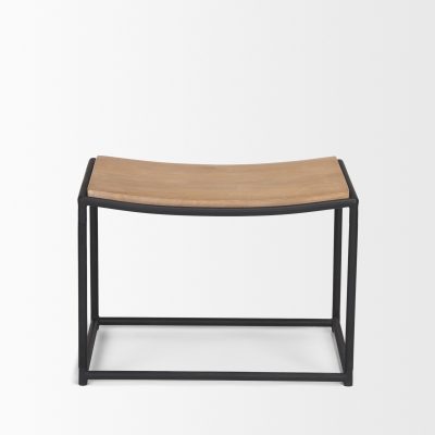 Alternative view of Taniel Light Brown Wood w/ Black Metal Stool