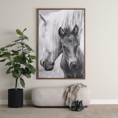 Alternative view of Siren Gray Fabric w/ Dark Brown Wood Oblong Bench