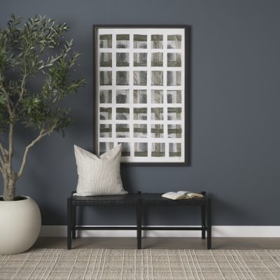 Alternative view of Shane Black Wood w/ Woven Black Leather Bench