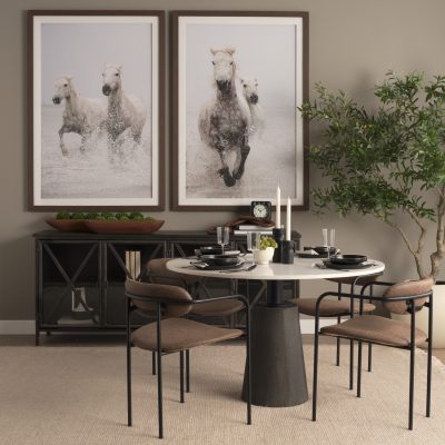 Alternative view of Parker Muted Brown Faux Leather w/ Black Metal Dining Chair