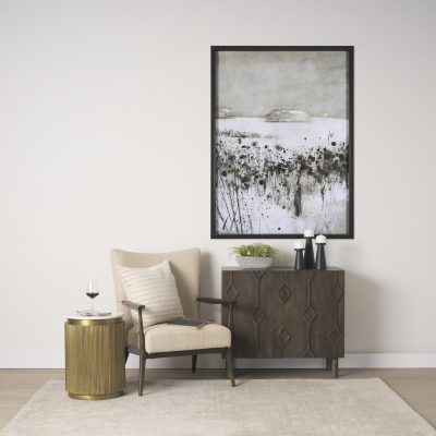Alternative view of Satima White Marble w/ Gold Metal Round Fluted Accent Table
